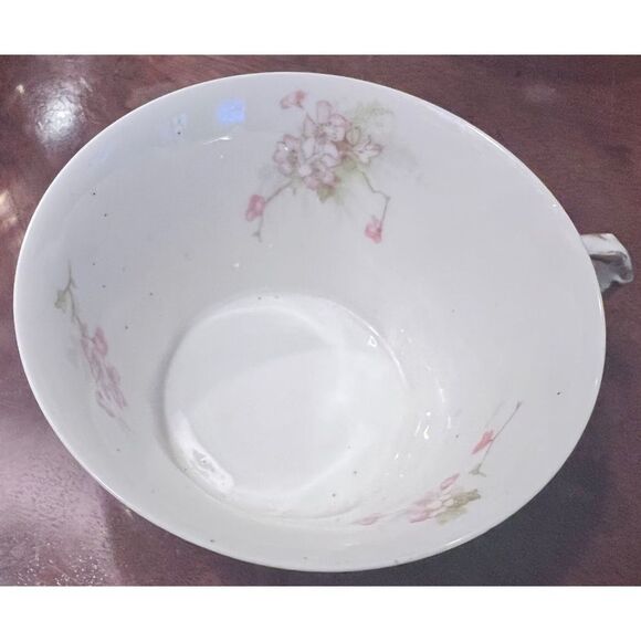 Porcelain Haviland Limoges France tea cup saucer pink green floral gold accent - Picture 2 of 13